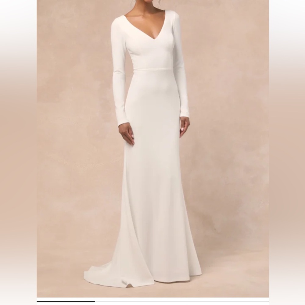 NWT Lulus Feeling of Forever White Mermaid Long Sleeve Mermaid Dress